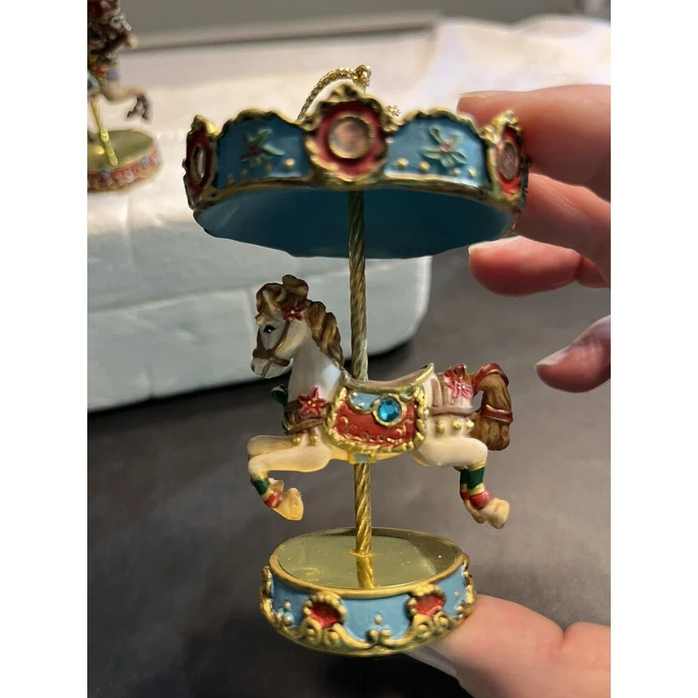 Bradford Edition Horse Carousels for All Seasons Ornaments 3pc NIB COA